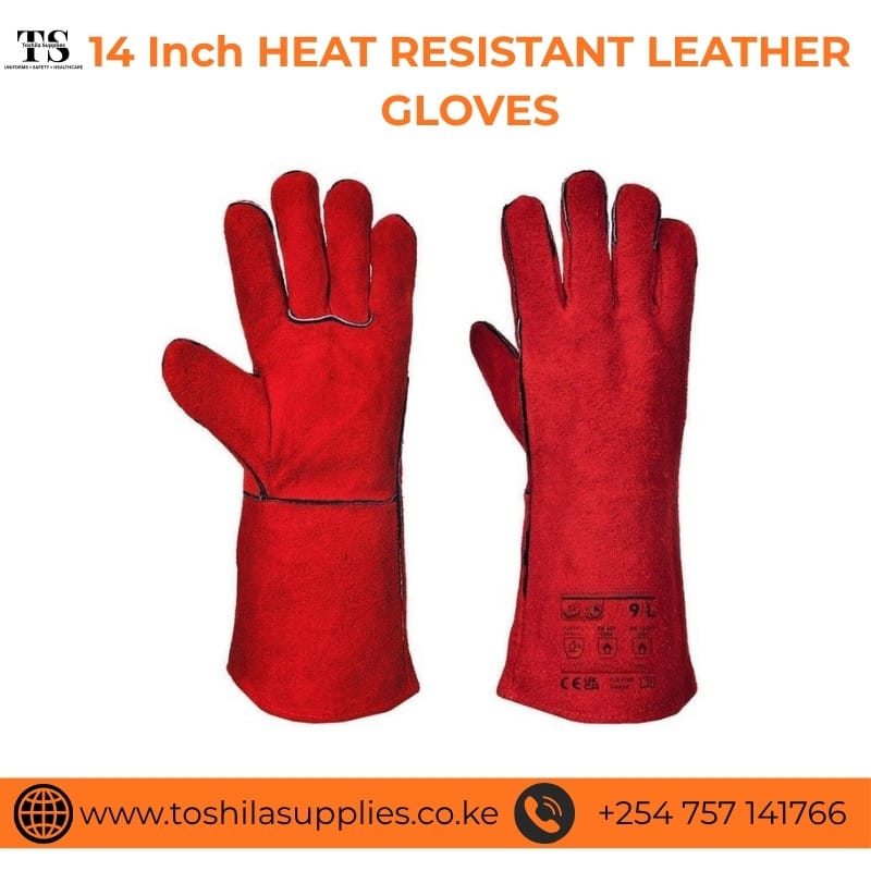 14 Inch heat resistant leather gloves