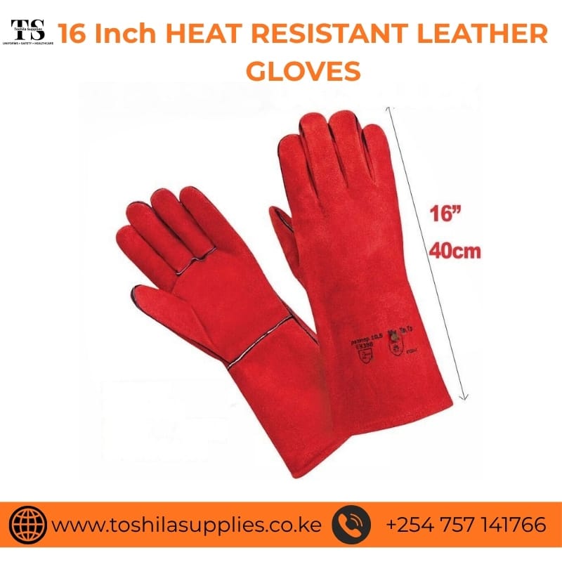 16 Inch Heat Resistant Leather Gloves – Maximum Protection for High-Temperature Work