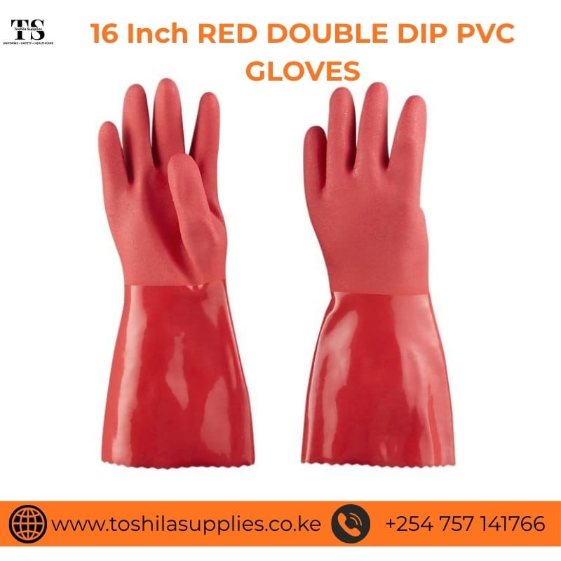 16 INCH GREEN DOUBLE DIP PVC GLOVES