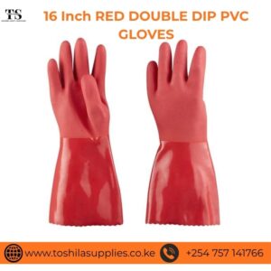 16 INCH RED DOUBLE DIP PVC GLOVES