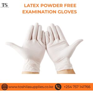 Latex powder free examination gloves