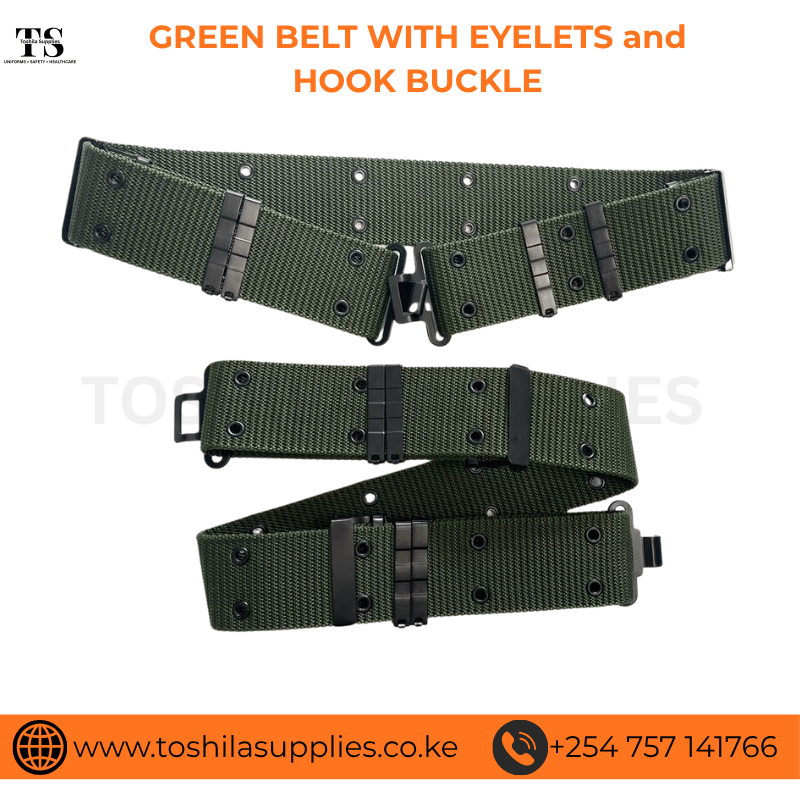 GREEN BELT WITH EYELETS and HOOK BUCKLE