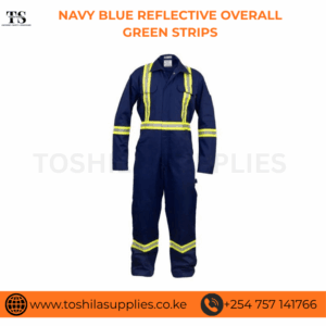 NAVY BLUE REFLECTIVE OVERALL GREEN STRIPS