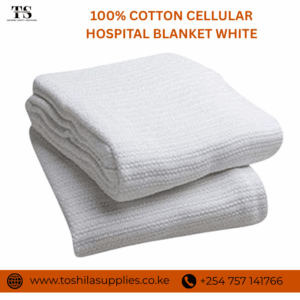 100% COTTON CELLULAR HOSPITAL BLANKET WHITE