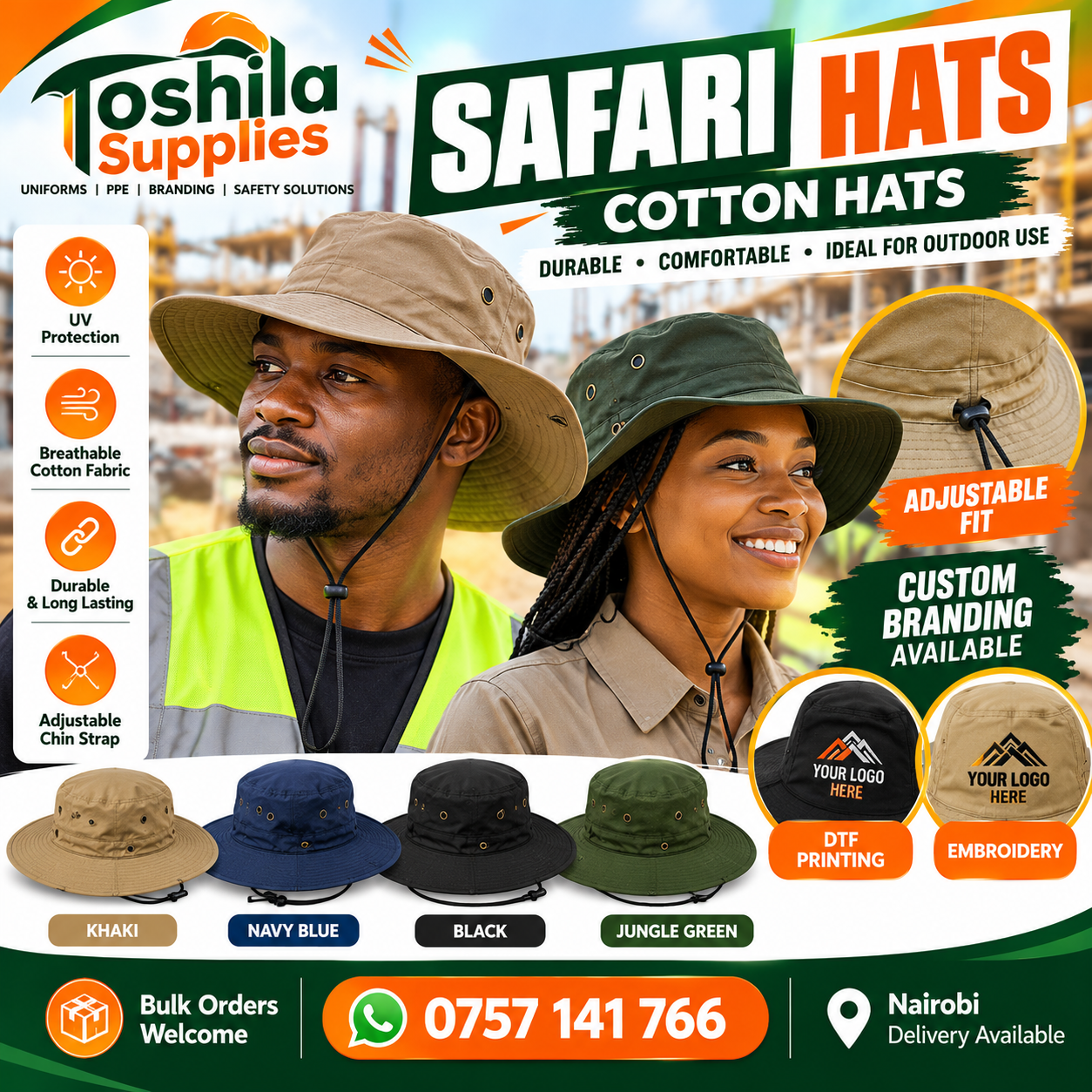 SAFARI COTTON WORK HATS